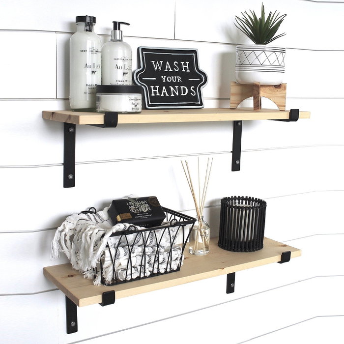 Hanah Home Lam001 Estantería de Pared de Madera y Metal Negro y Nogal Hanah Home Lam001 Estantería de Pared de Madera y Metal Negro y Nogal